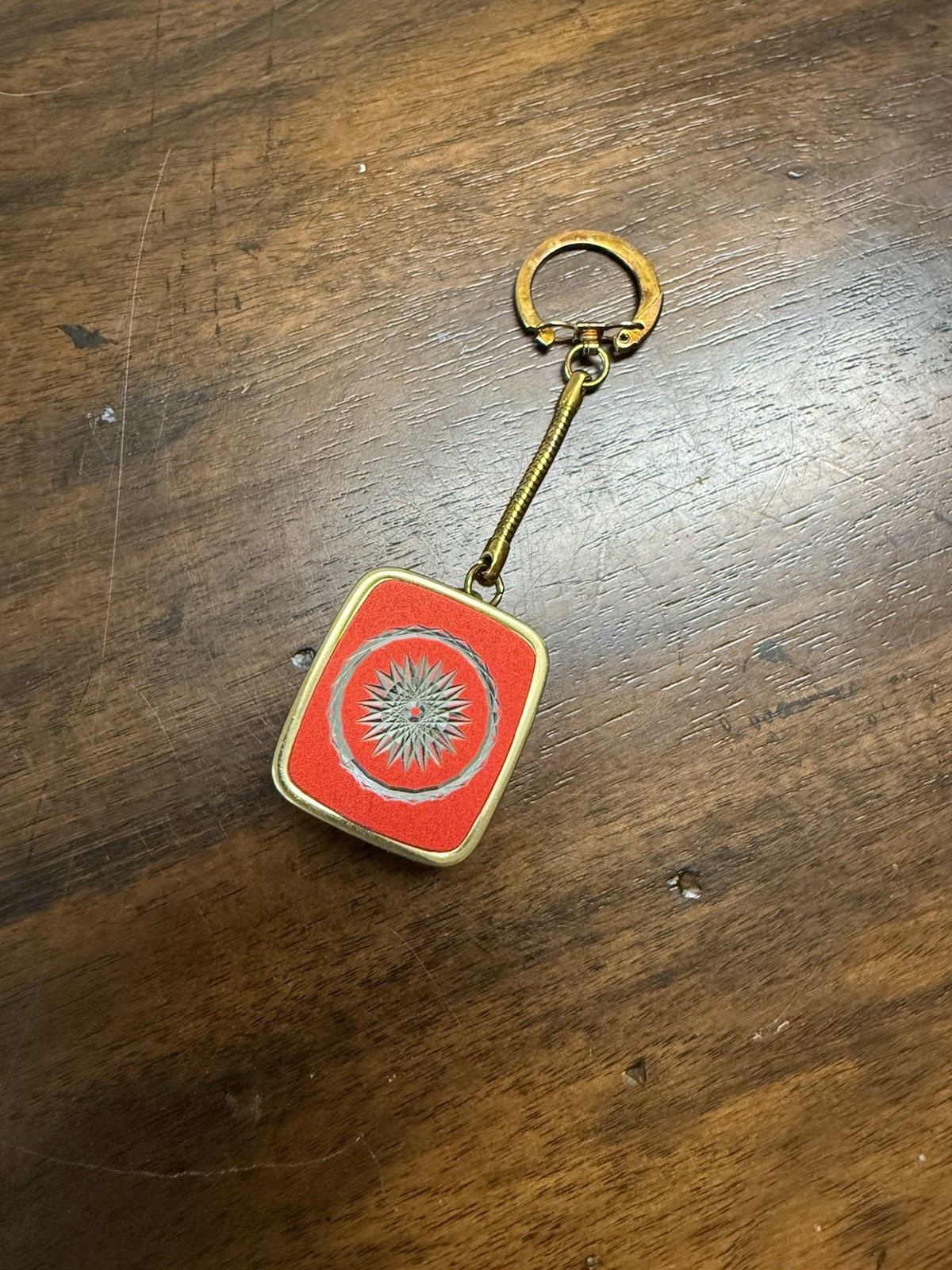 Vintage Sankyo Wind-up Music Box Keychain Keyring Red - Works Made In Japan