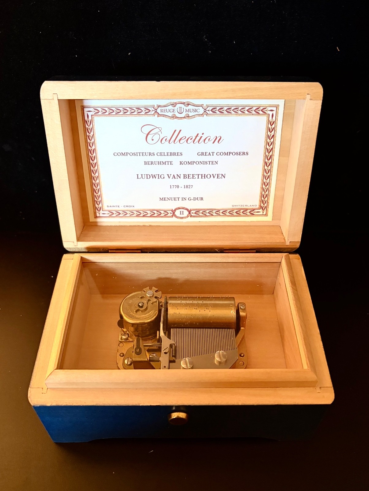 Vintage Reuge CH 1/36 Music Box . Ludwig Von Beethoven’s Minuet Music in G.