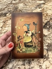 Vintage Hummel-Style Music Box Made in Japan – Wooden Box with Artwork picture
