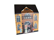 Vintage Reuge Music Box Wood Rathaus town hall house paint Switzerland  - WORKS picture
