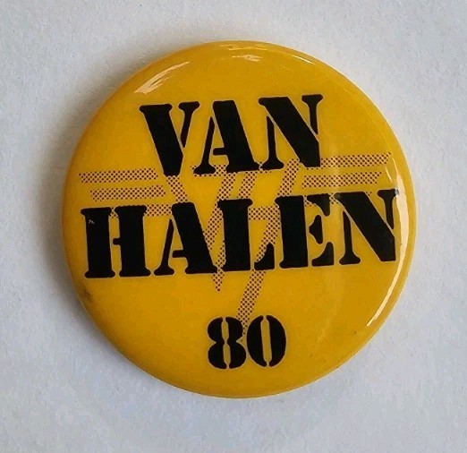 Van Halen 1980 Concert Tour Pin-Back Button Vintage Music Collectible Used
