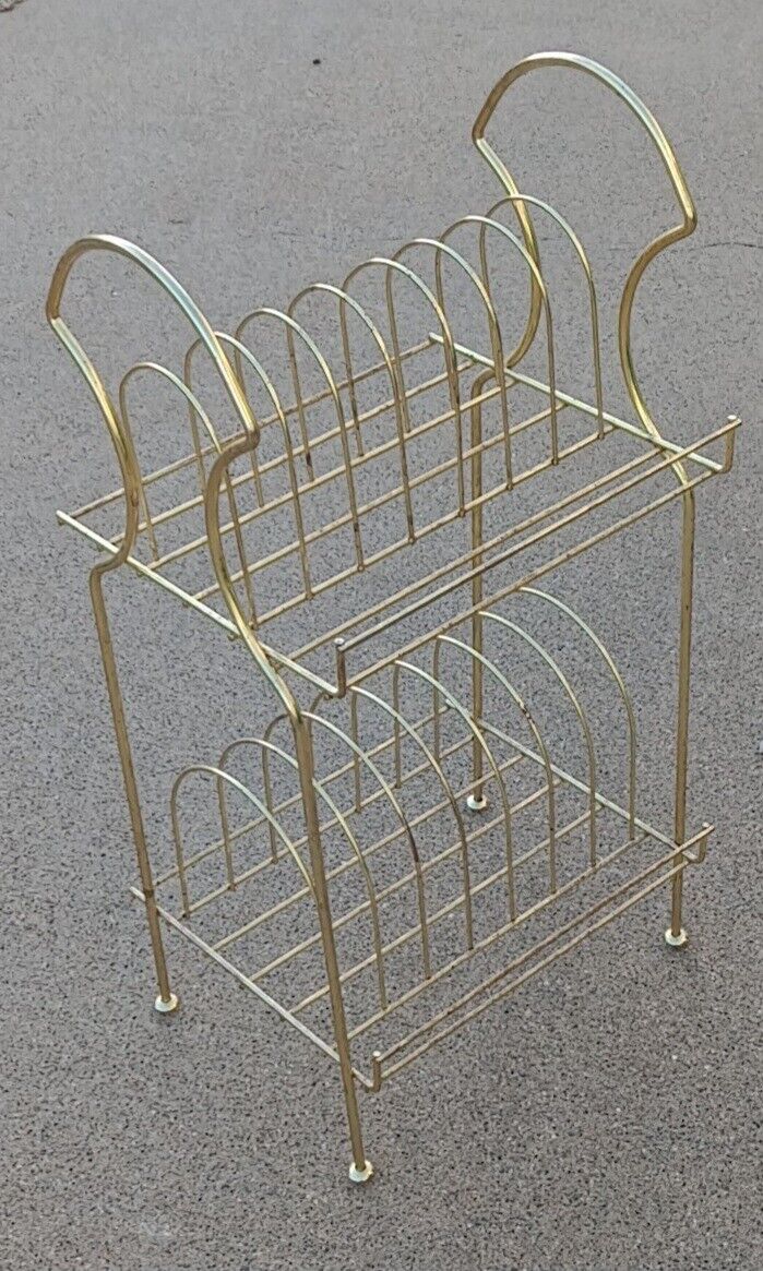 Vintage Gold Tone Metal wire LP record stand