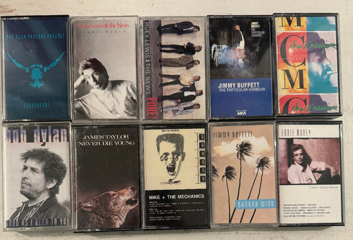 LOT OF 10 CASSETTE TAPES - SEE PICTURES/READ DESCRIPTION - BOB DYLAN, HUEY LEWIS