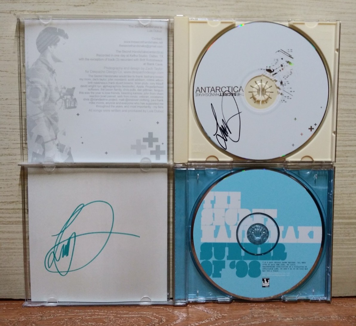 The Secret Handshake CDs Signed Lot Antarctica & Summer Of '98 Luis Dubuc Auto