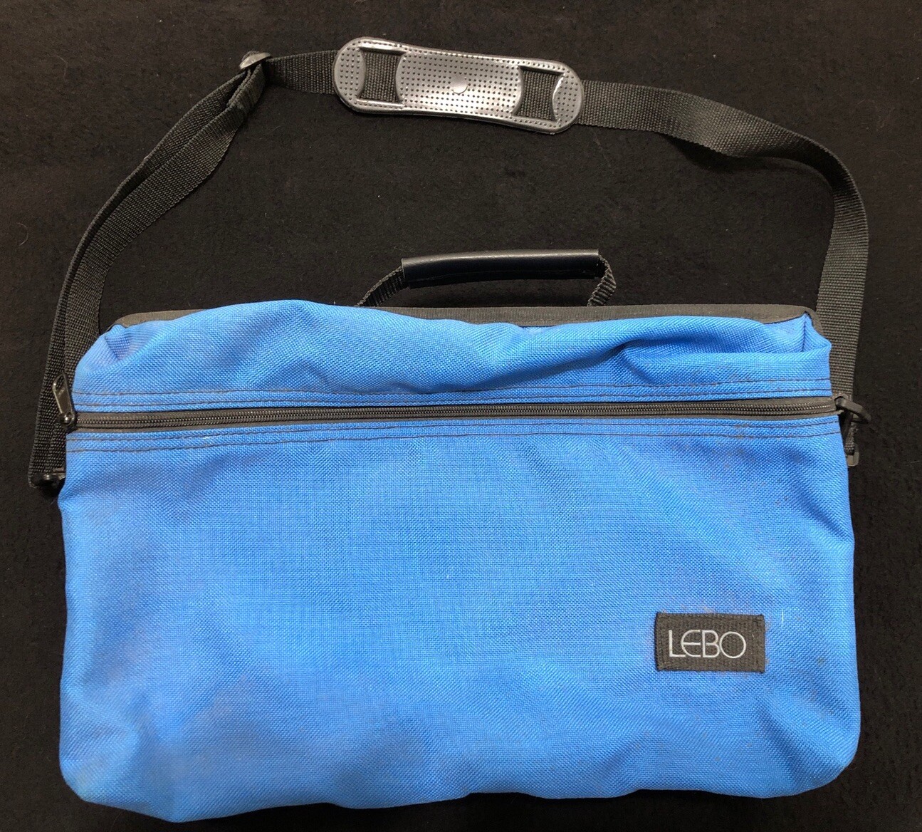 Vintage LEBO Cassette Case Blue 30 Tape Holder Carry Bag w/ Shoulder Strap