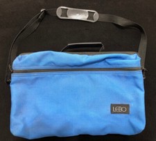 Vintage LEBO Cassette Case Blue 30 Tape Holder Carry Bag w/ Shoulder Strap picture