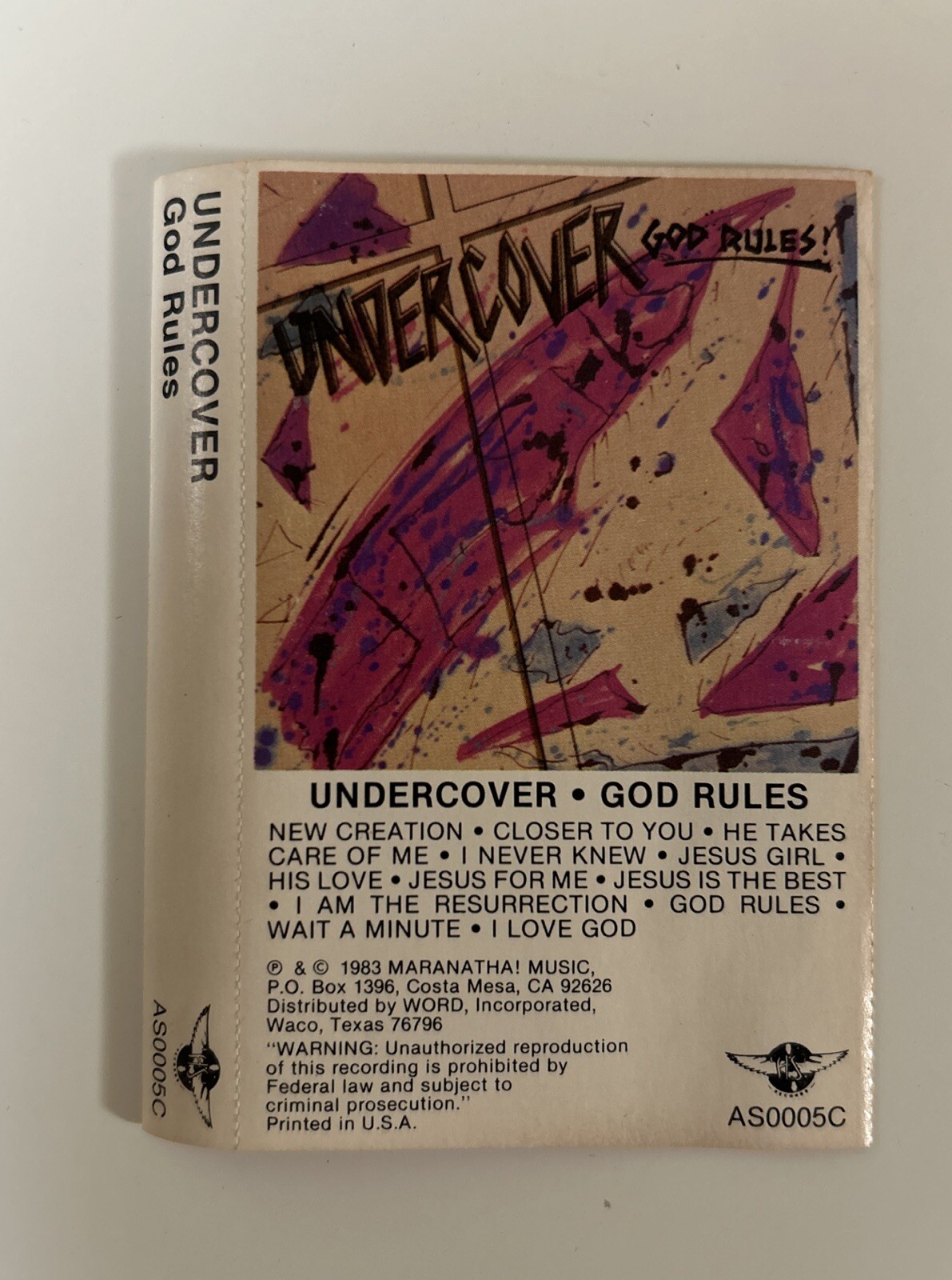 UNDERCOVER God Rules Rare Christian Punk New Wave 1983 Cassette Tape Lifesavors