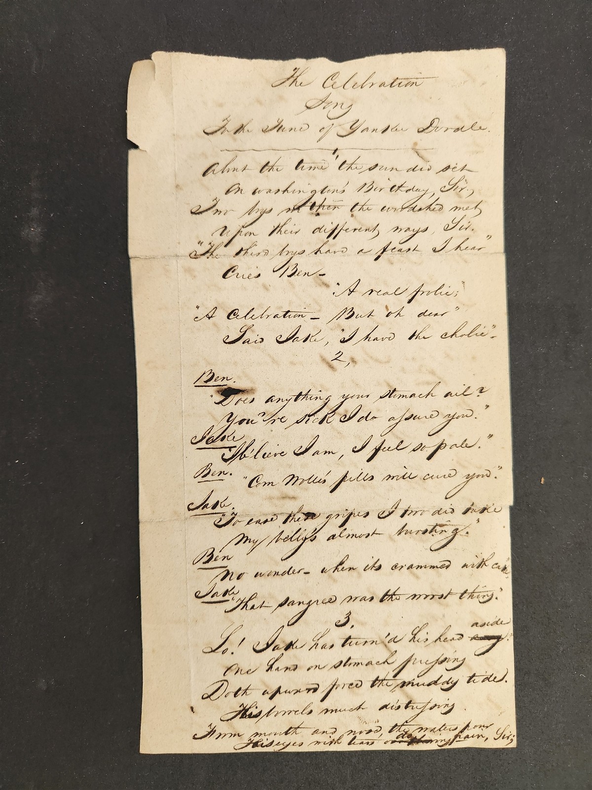 c.1810 antique patriotic SONG LYRICS sung to YANKEE DOODLE washington birthday