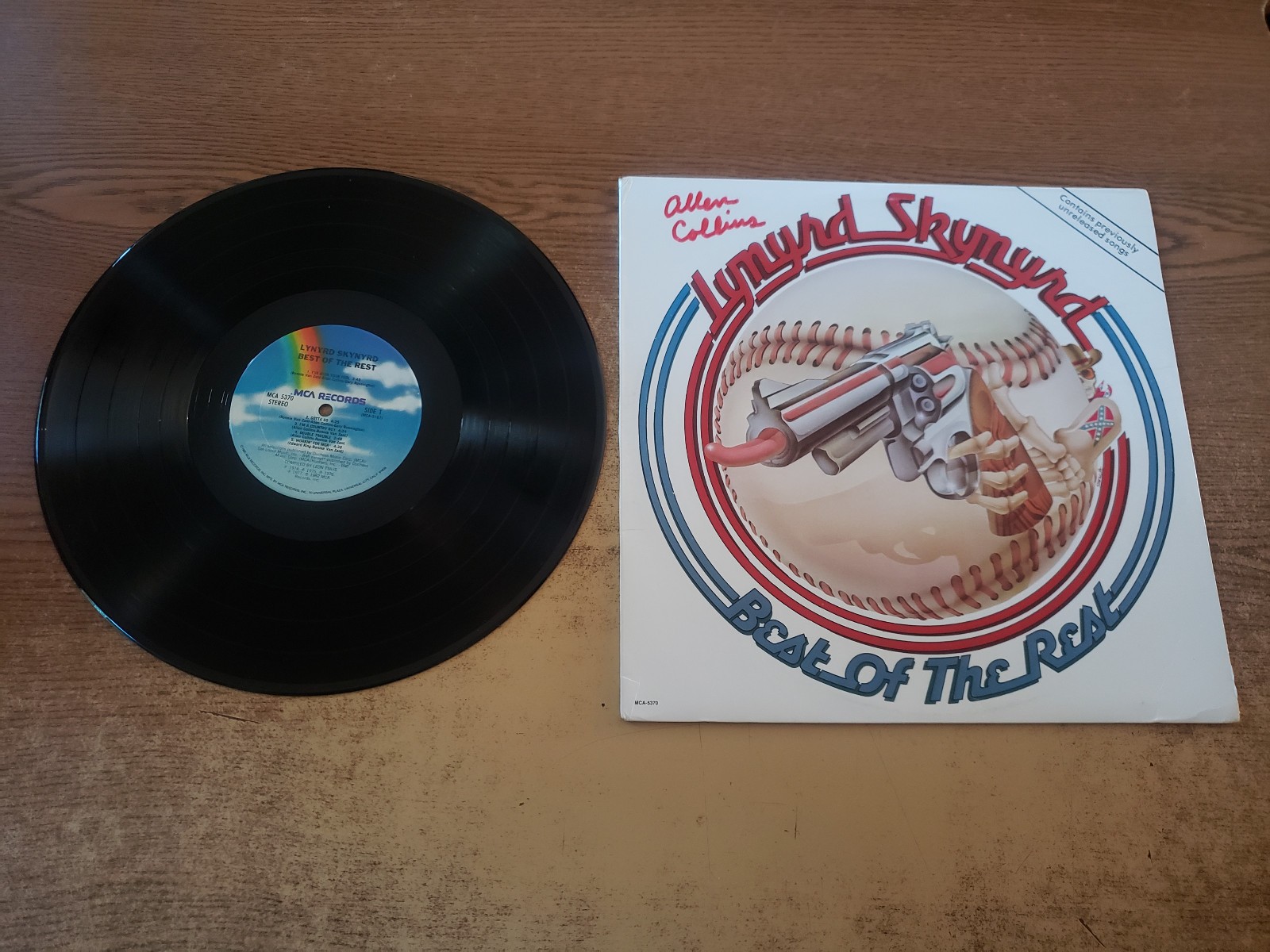 autographed allen collins 1980s mint-exc lp/vg++ cover Lynyrd Skynyrd Best  lp33