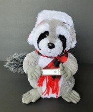 Rare Pan Asian Plush Animated Christmas Raccoon w/ Harmonica 