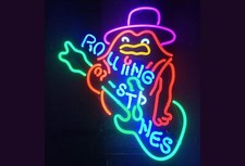 Rolling Stones Parrot Neon Signs Beer Bar Restaurant Glass Wall Decor Art 19x15 picture
