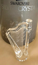 Swarovski Signed Silver Crystal Harp Clear & Frosted With Box picture