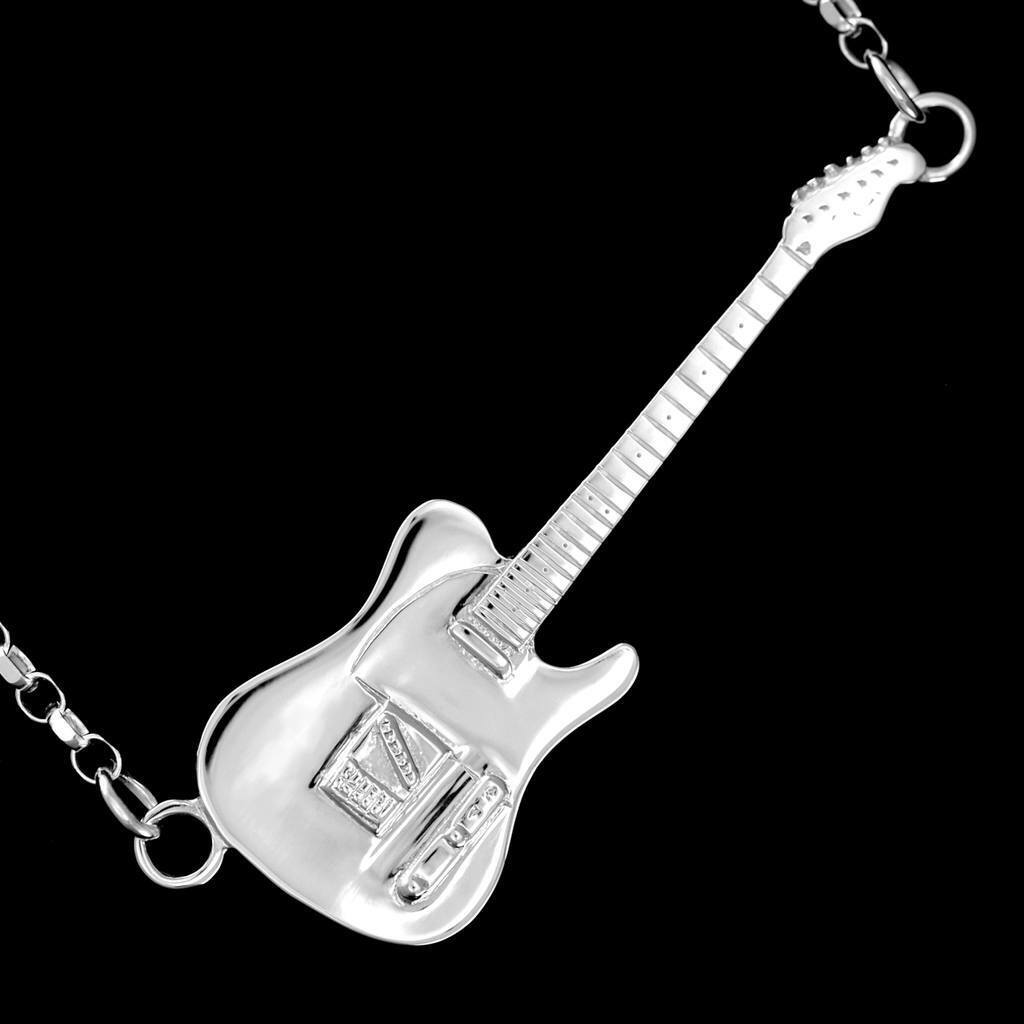 Sterling Silver Guitar Necklace Music Gift Chain Pendant Rick Parfitt Jewellery