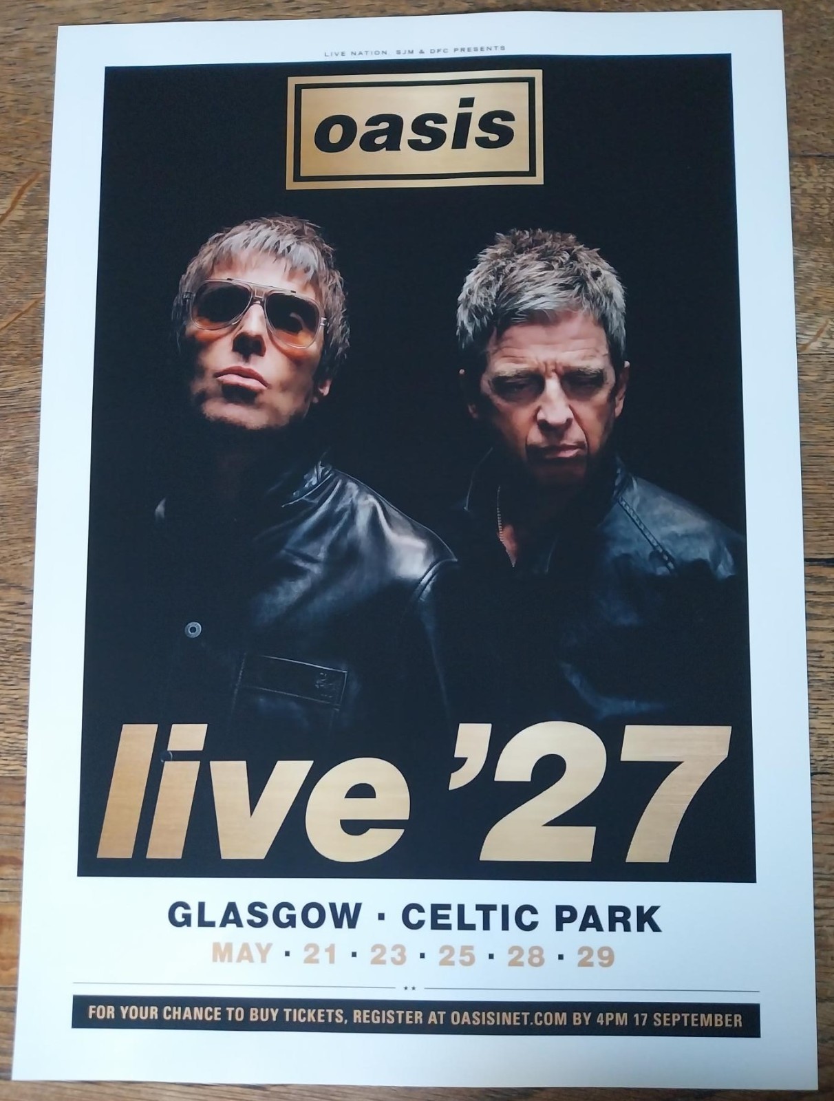 Oasis - live band music show 2027 promotional tour concert gig poster