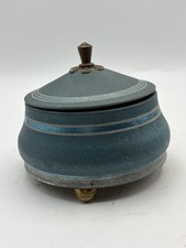 Vintage Reuge Swiss Music Box Powder Jar Trinket Box Blue MCM Working picture