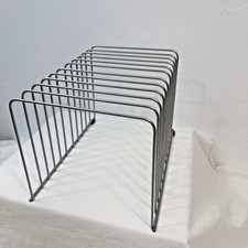 Vintage MCM Chrome Metal Record Album Rack Holder Tabletop Vinyl  LP Holds +/-50 picture