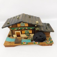 Vtg Cottage Mill Cabin Music Jewelry Music Box Rotating Water Wheel Japan -Works picture