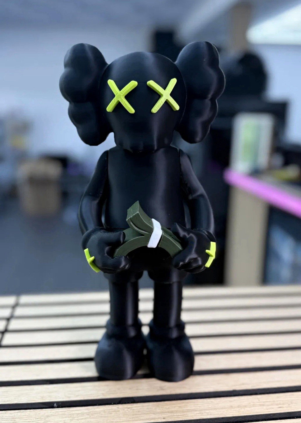 KAWS Companion Vinyl Figure - Black/Green X Eyes Holding Money COLLECTIBLE