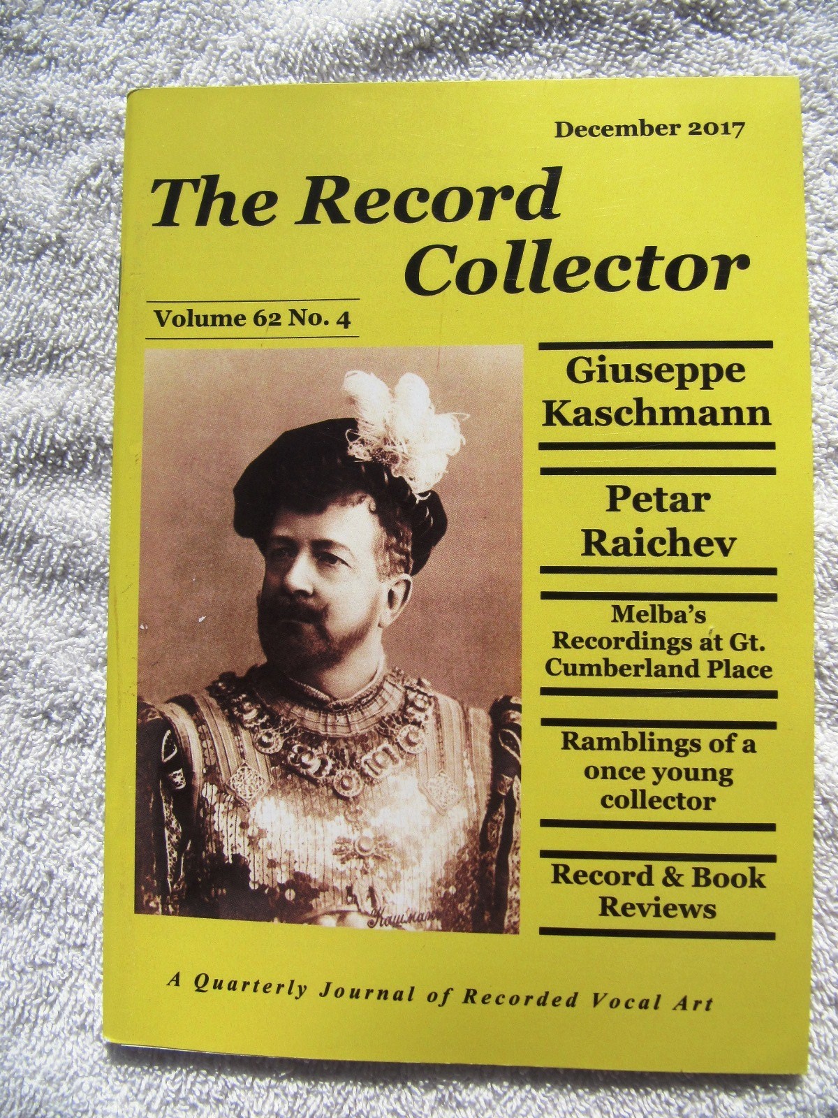 THE RECORD COLLECTOR Magazine 2017 Vol 62 No. 4 Giuseppe Kaschmann Discography