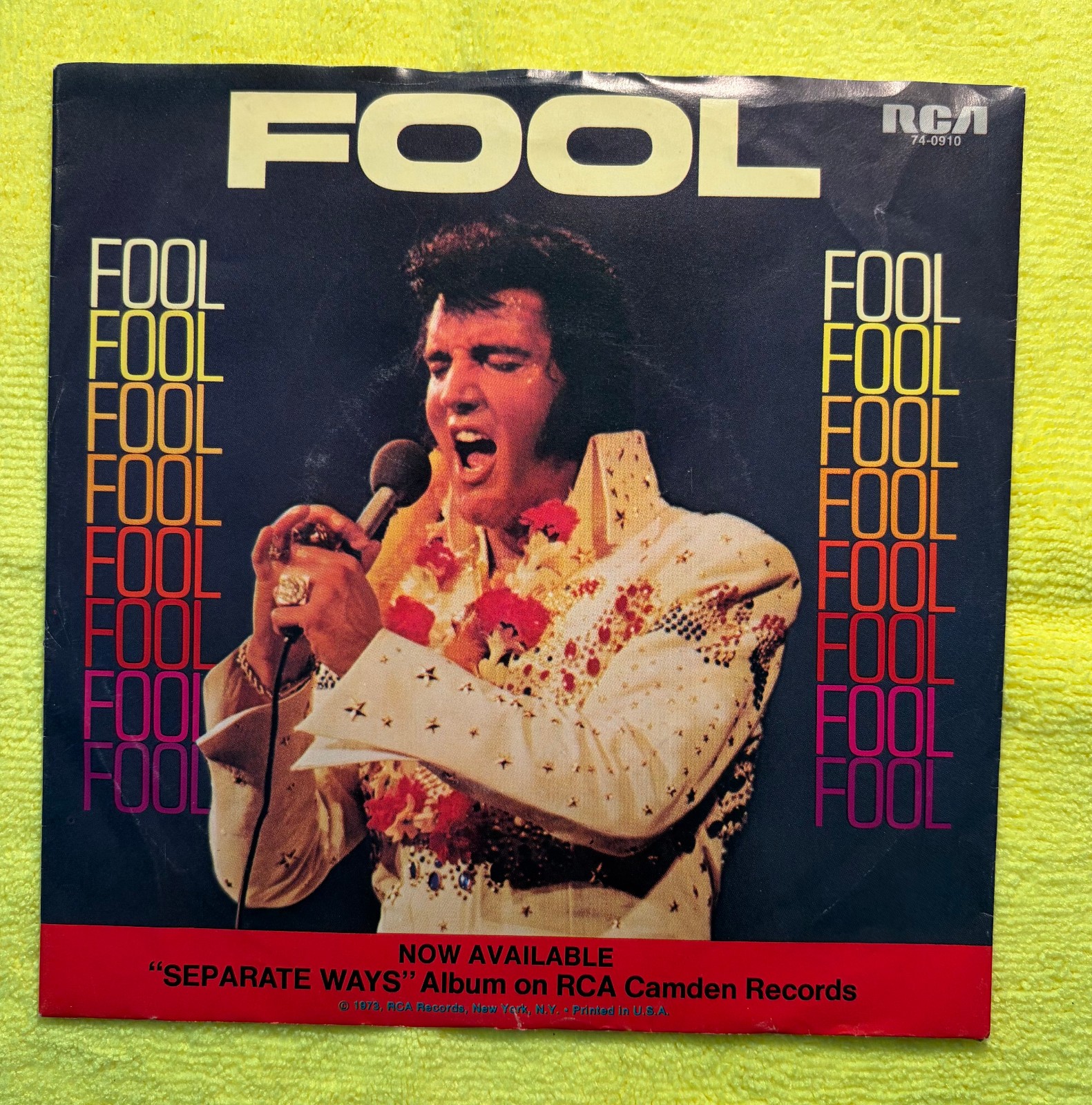 Pristine ELVIS PRESLEY Fool/Steamroller Blues 45 -  NM/VG+ 1S/1S