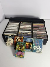Vintage 80s 90s Metal Rock Cassette Tape Lot Metallica SOD Nirvana RHCP Case  picture
