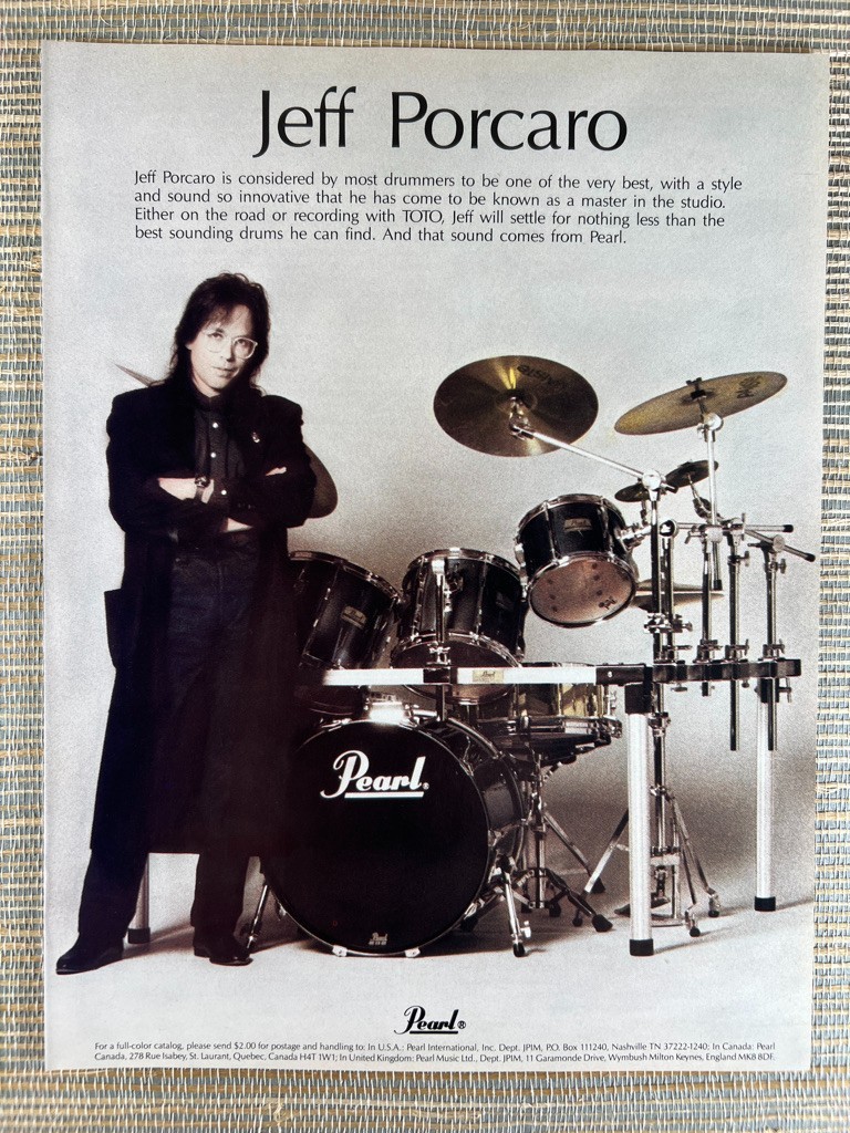 Peal Drums Jeff Porcaro Drummer Toto 1988 Vintage Print Ad
