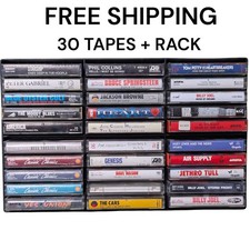 Lot Vtg Cassette Tape 30 Hard Rock Country Pop Soft 70s80s 90s Cult Tull W/Rack  picture