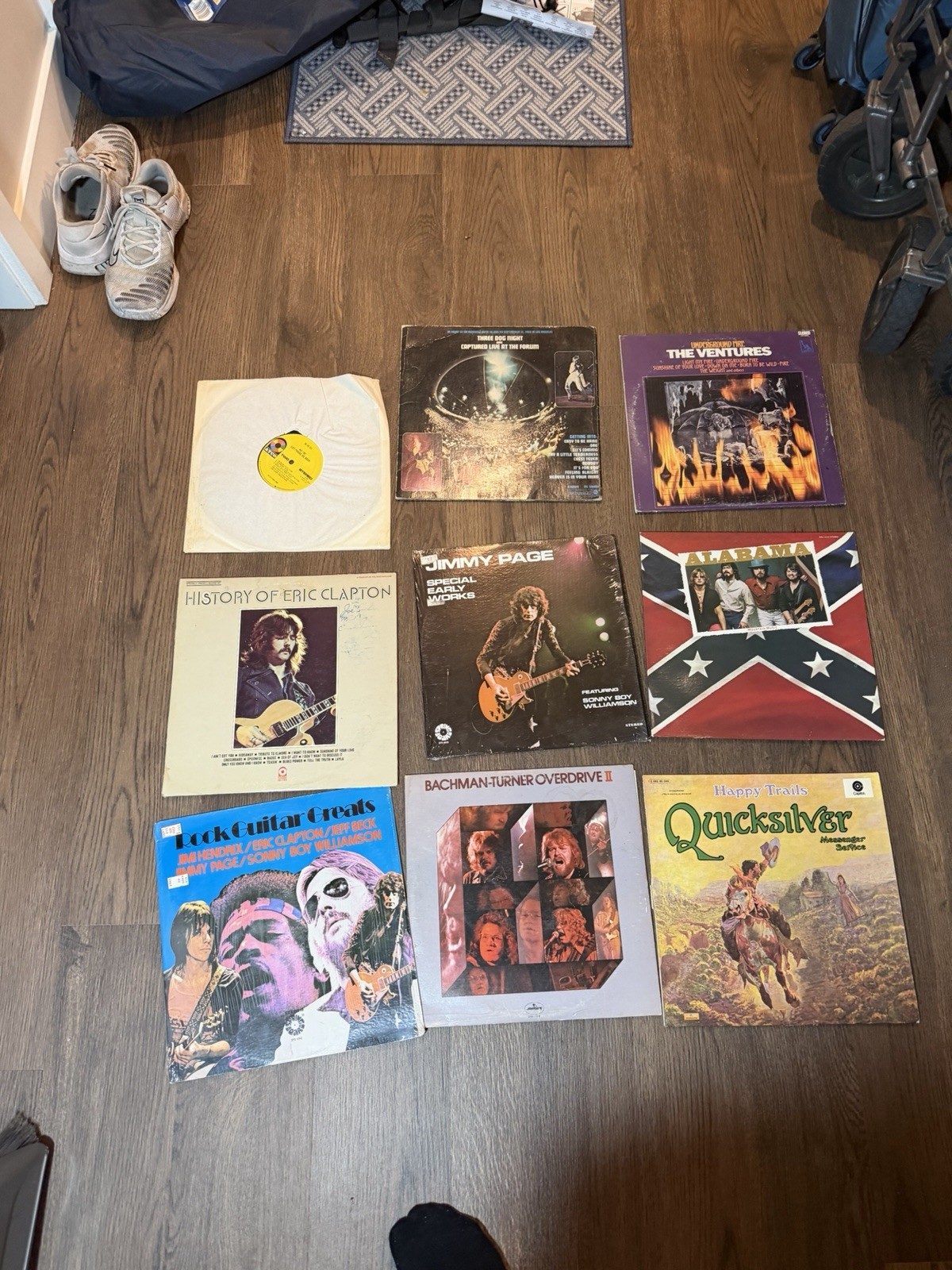 9 Classic Rock Vinyl Record Lot AC/DC Jimmy Page Clapton BTO Quicksilver