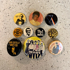 Vintage Music Pinback Buttons Lot - The Who, The B-52's, Elvis Costello etc. picture