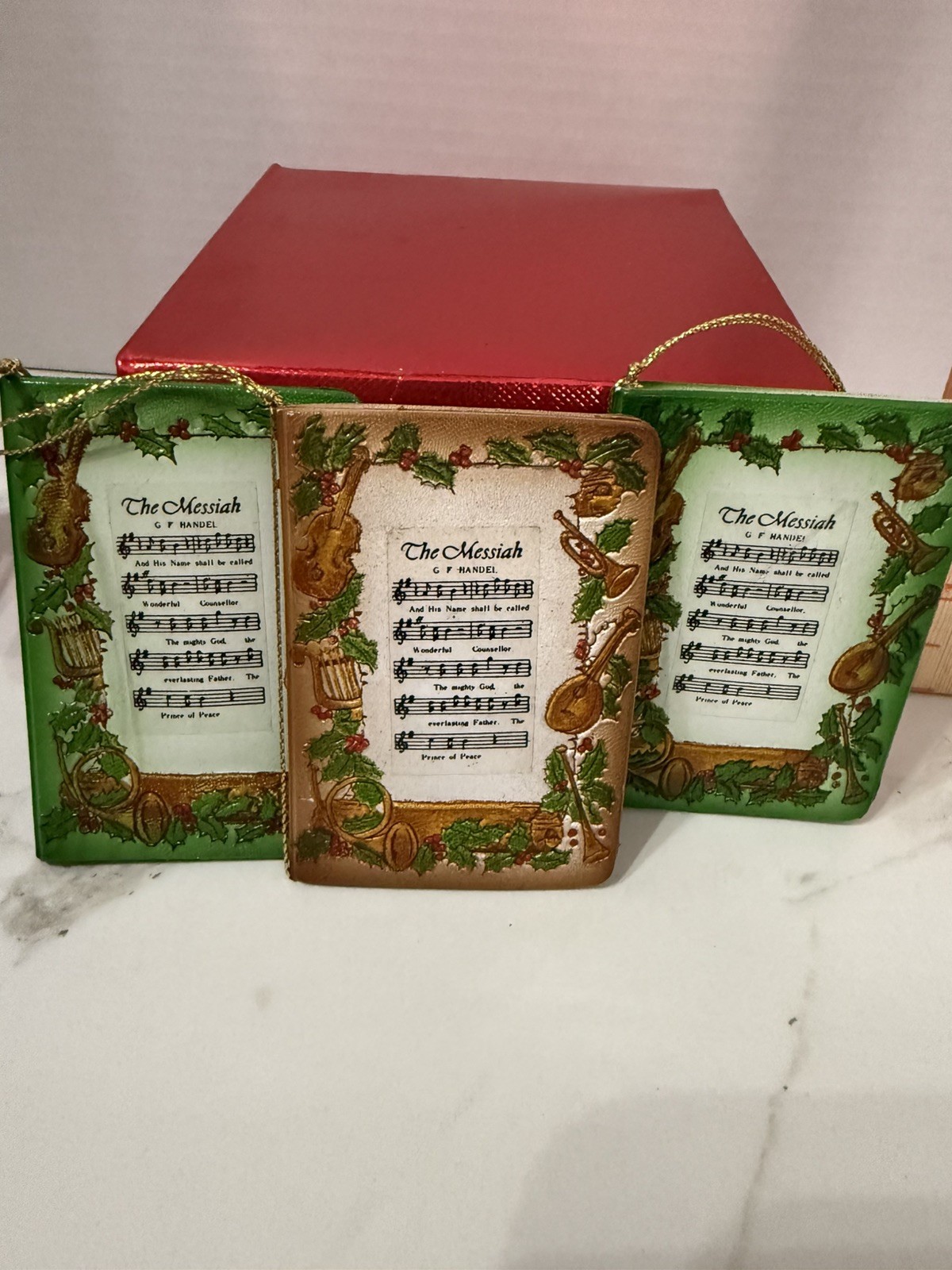 Lot of 3 Christmas Vintage Music Song Book Plastic Christmas Ornaments 