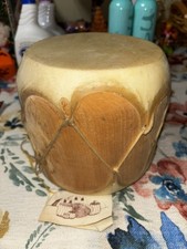 TAOS INDIAN PUEBLO DRUM New Mexico Native American Wood & hide 6”x6” w/ tag picture