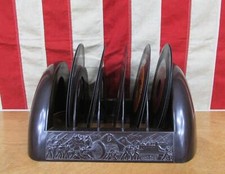 Vintage 1940s Record Album Holder Rack Bakelite LP/45 Military Scene Detail WWII picture