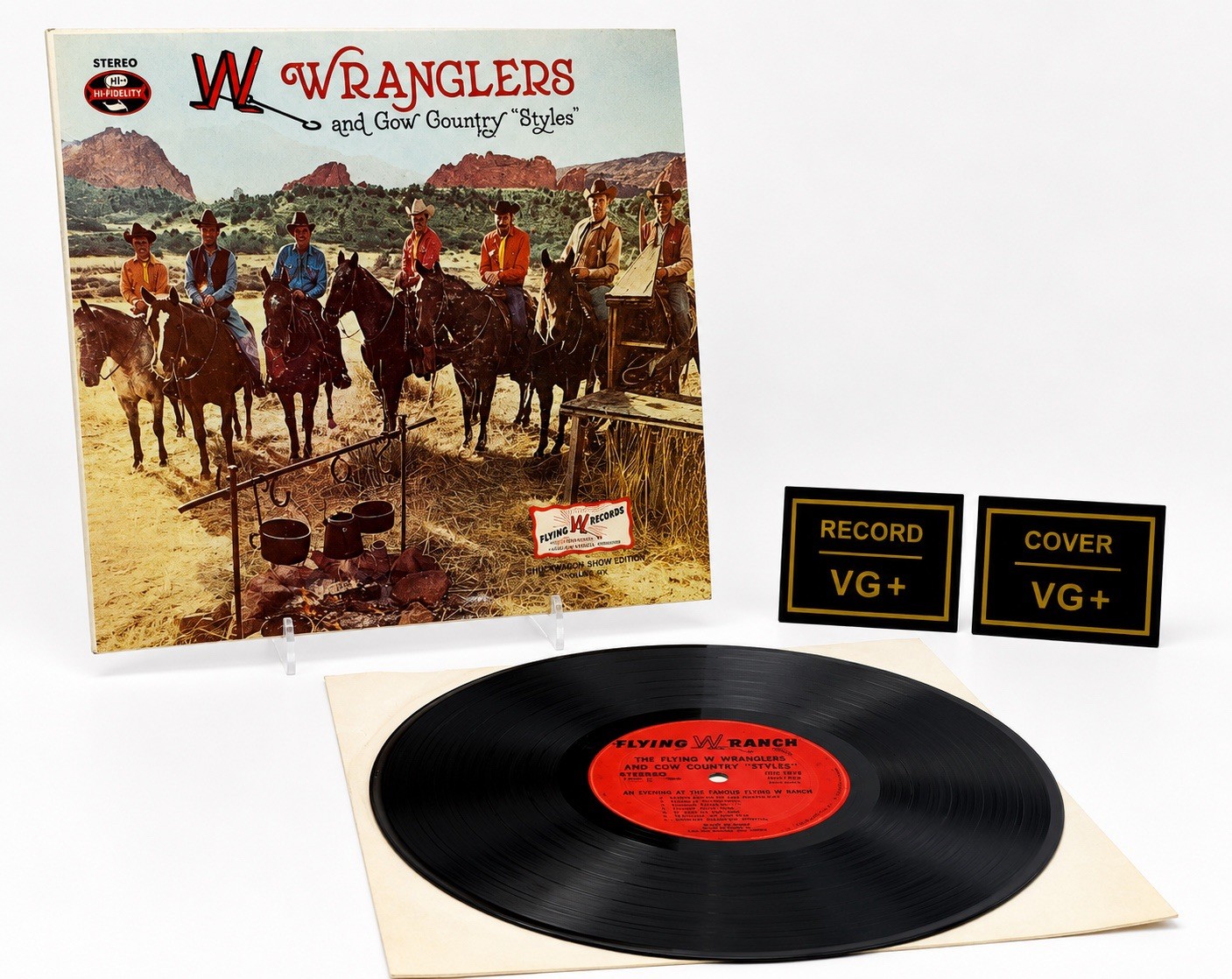 The Flying W Wranglers Cow Country LP VG+ VG+ Appears Signed By 5 Members