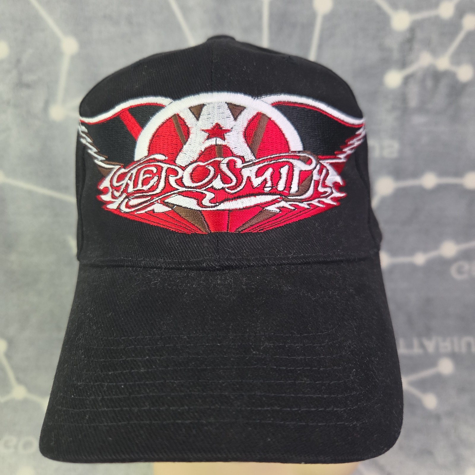 AEROSMITH  EMBROIDERED BASEBALL CAP/ HAT 🤘ADJUSTABLE BACK Vintage Black Red