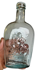 Scarce Dancing Sailor Banjo Player Historical Flask Bottle Maryland Glass Works picture