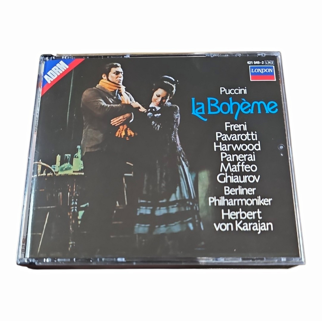 Puccini La Boheme 2 CD Set Pavarotti Freni Karajan London Records USA Opera