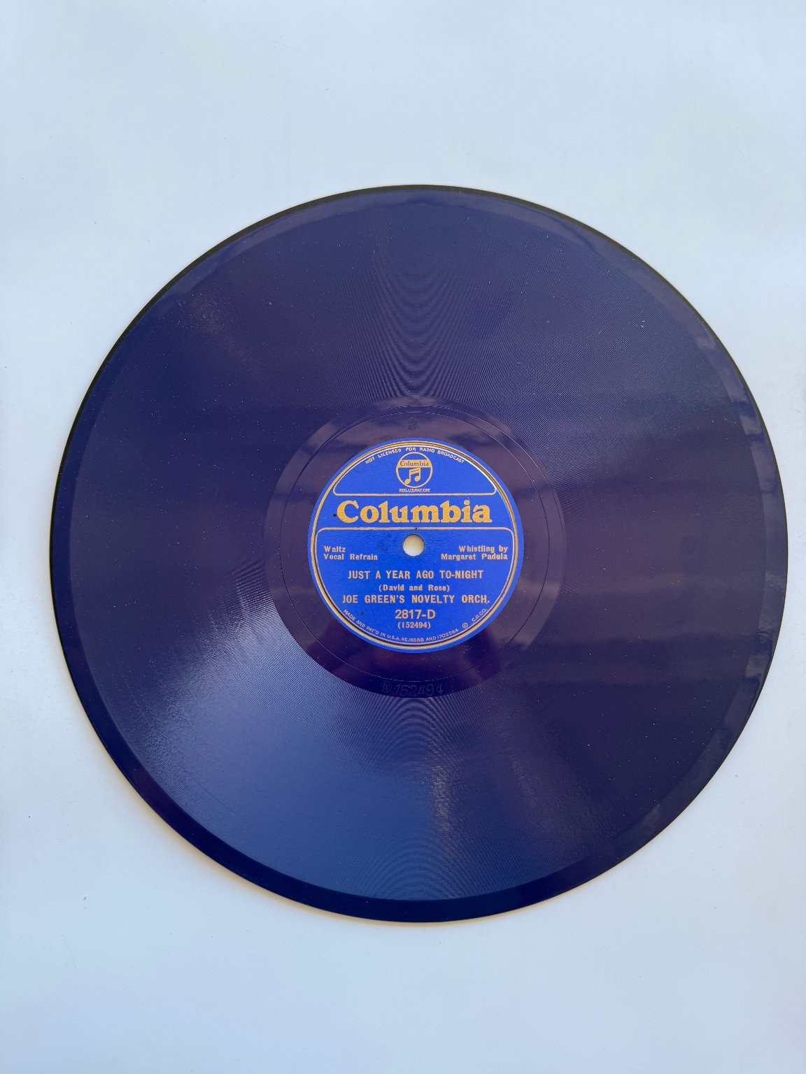Joe Green\'s Novelty Orch. Moon Over Monterey Blue 10\