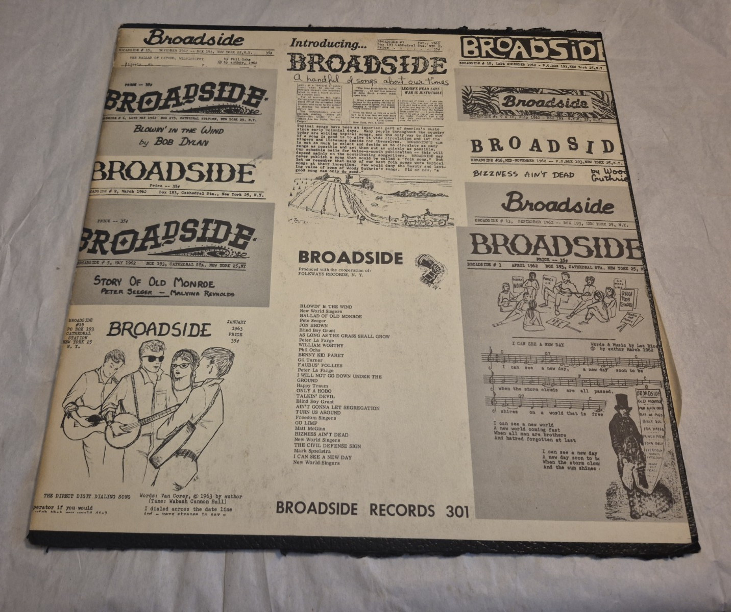 Broadside Ballads Vol 1 Bob Dylan Blind Boy Grunt BR301 1964 Vinyl LP w/Booklet