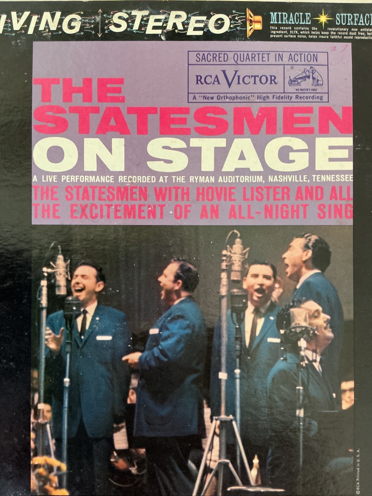 The Statesmen ON STAGE Ryman Auditorium Nashville 1960 vinyl LP+bonus CD TESTED