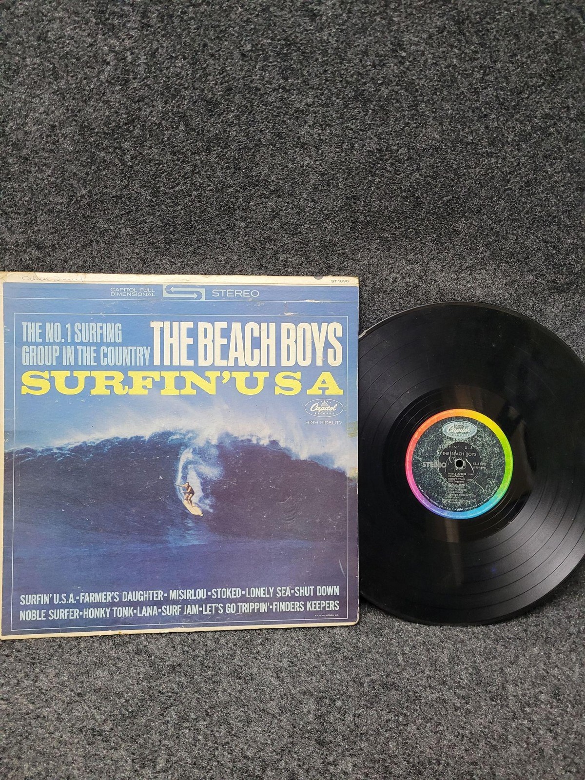 Vintage Beach Boys Surfin\' U.S.A. Vinyl LP Capitol ST 1890 1963 Surf Pop Rock