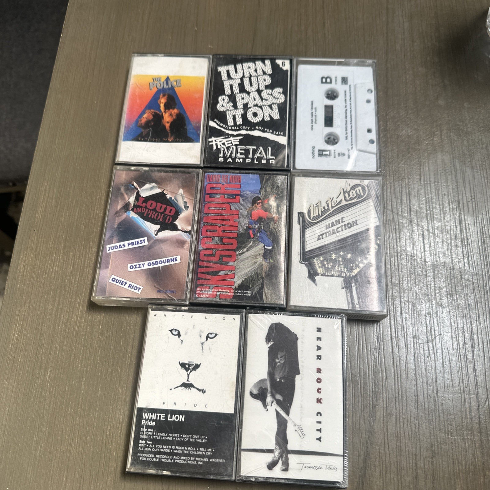 Vintage Lot 8 Cassette Tapes rock,Metal ect, Ozzy,white lion,ect 