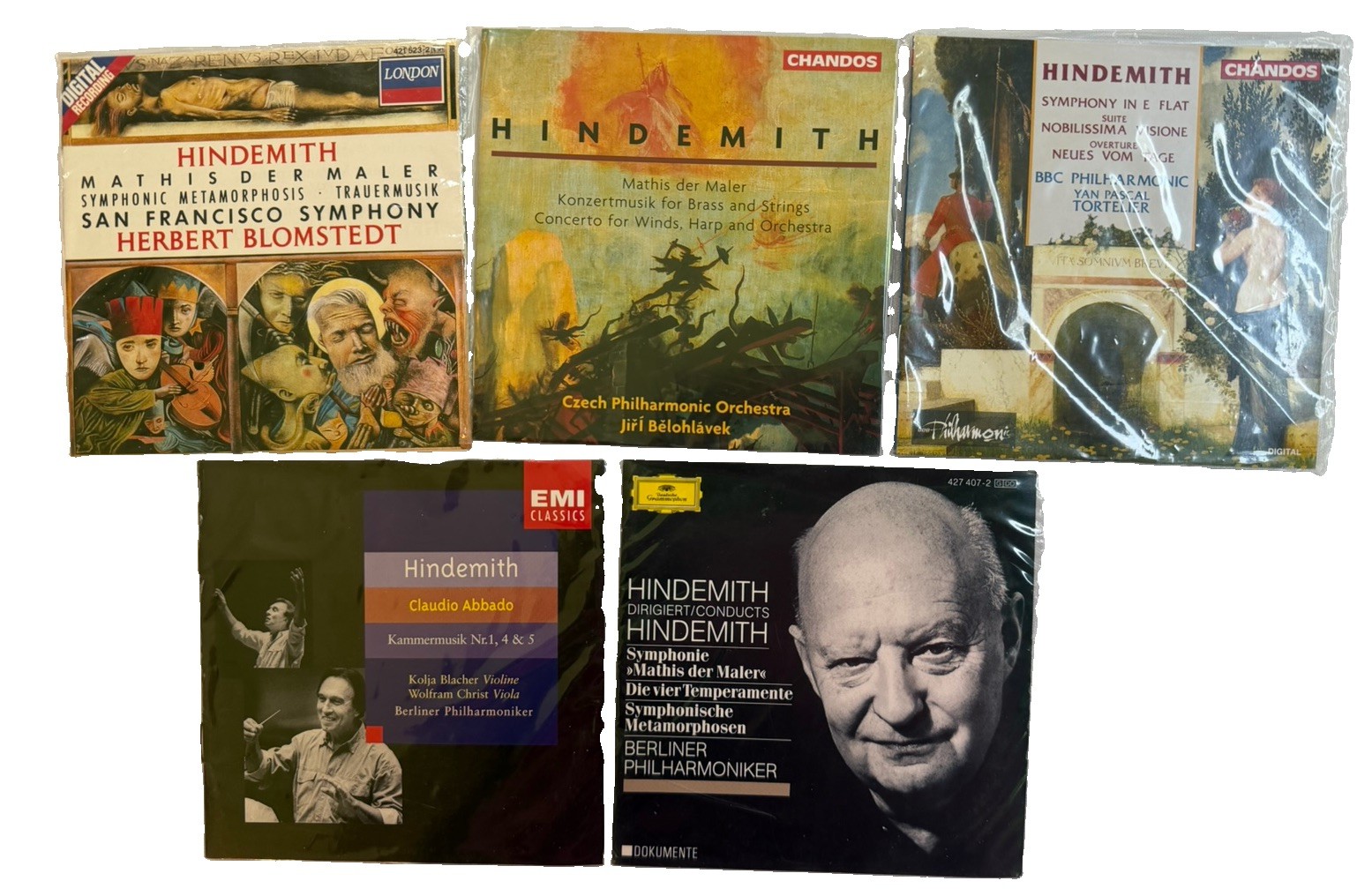 Lot 5 Paul Hindemith CDs Classical Music FIVE MINT DISCS No Cases