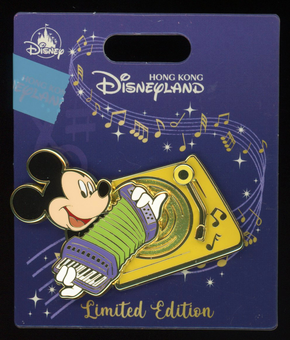 HKDL Hong Kong Vinyl Record Player Mickey Mouse LE 400 Disney Pin