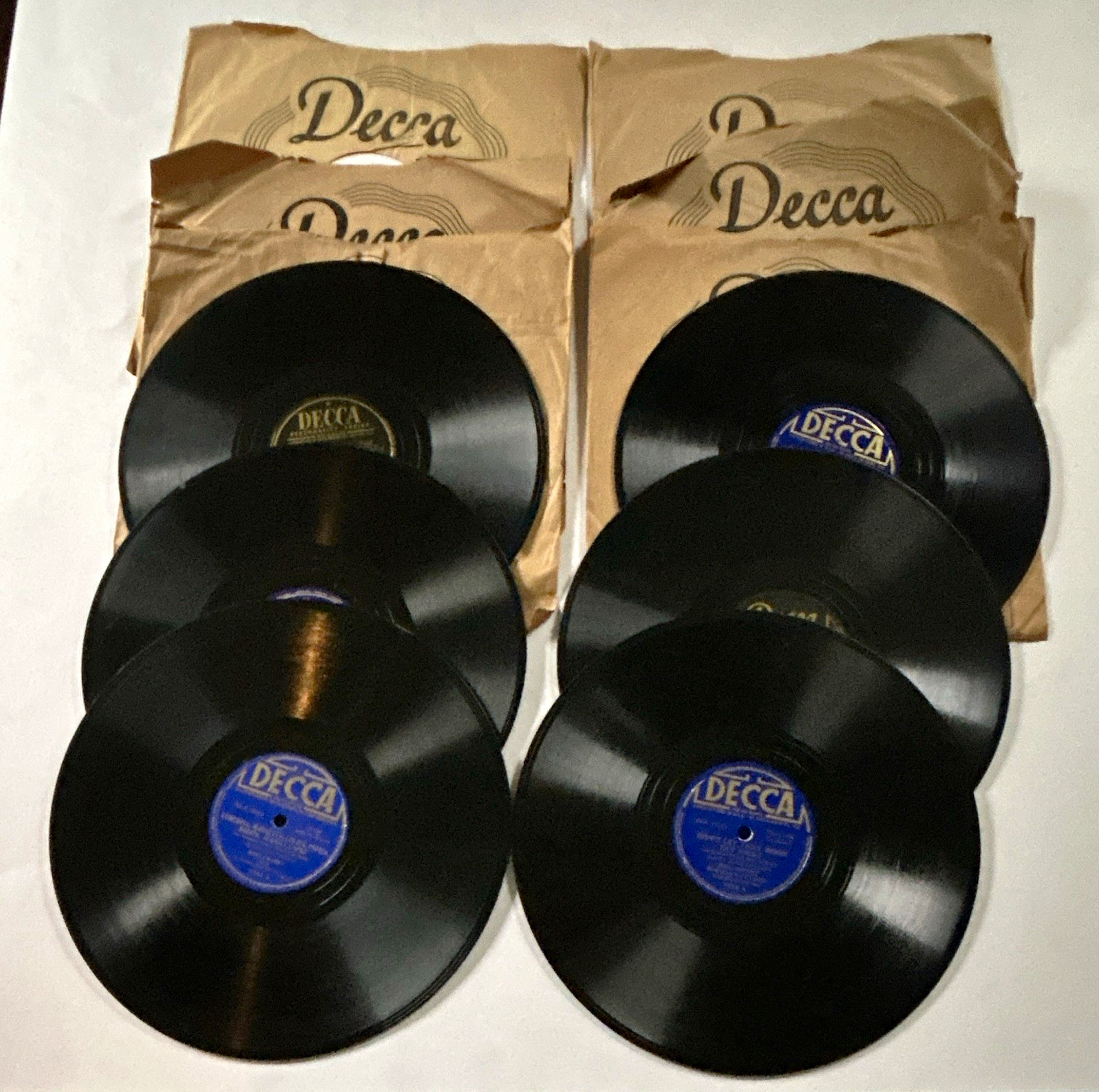 6 Decca Bing Crosby 78 RPM 78s Singles Lot With Paper Sleeves