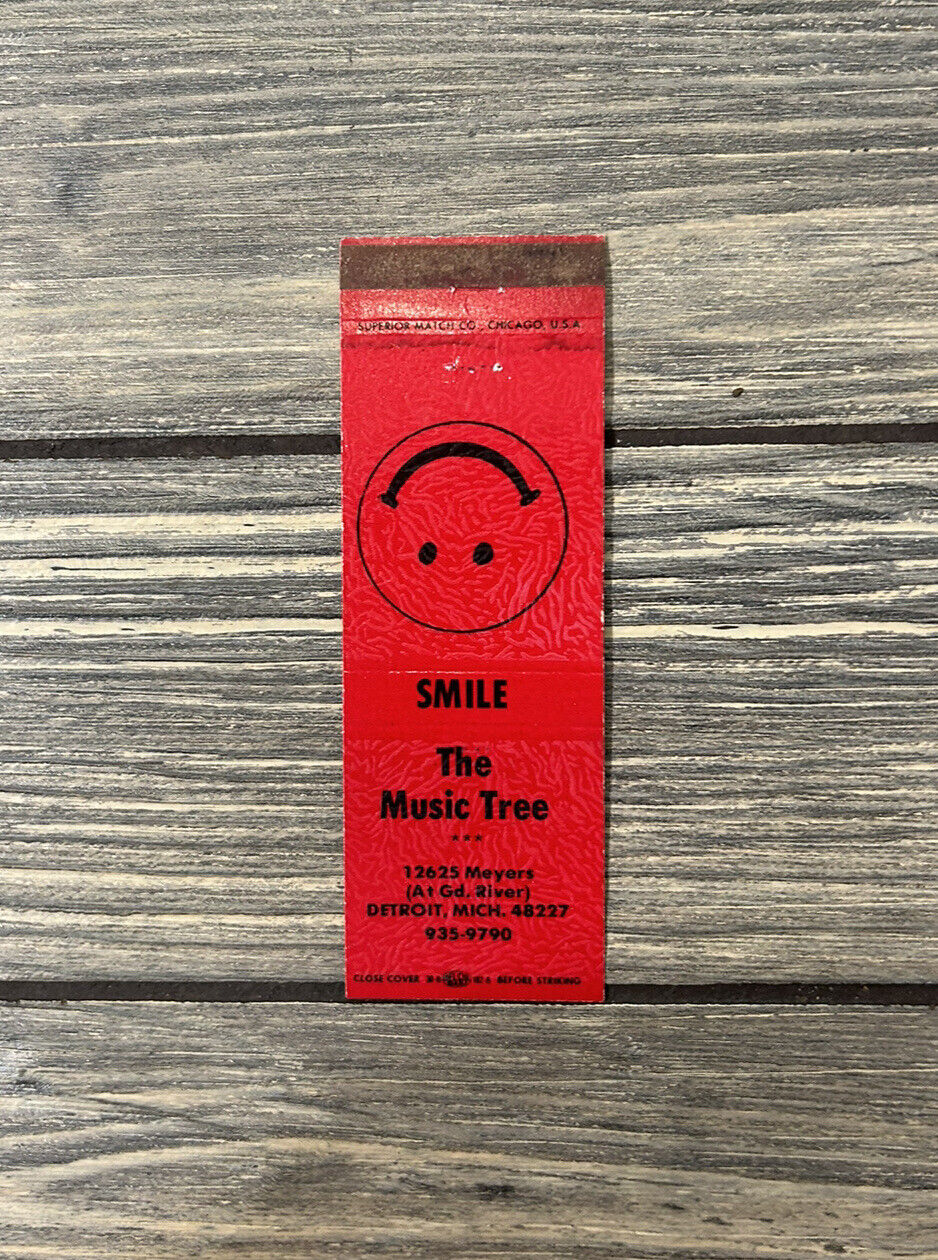 Vintage The Music Tree Smiley Face Red Matchbook Cover Advertisement
