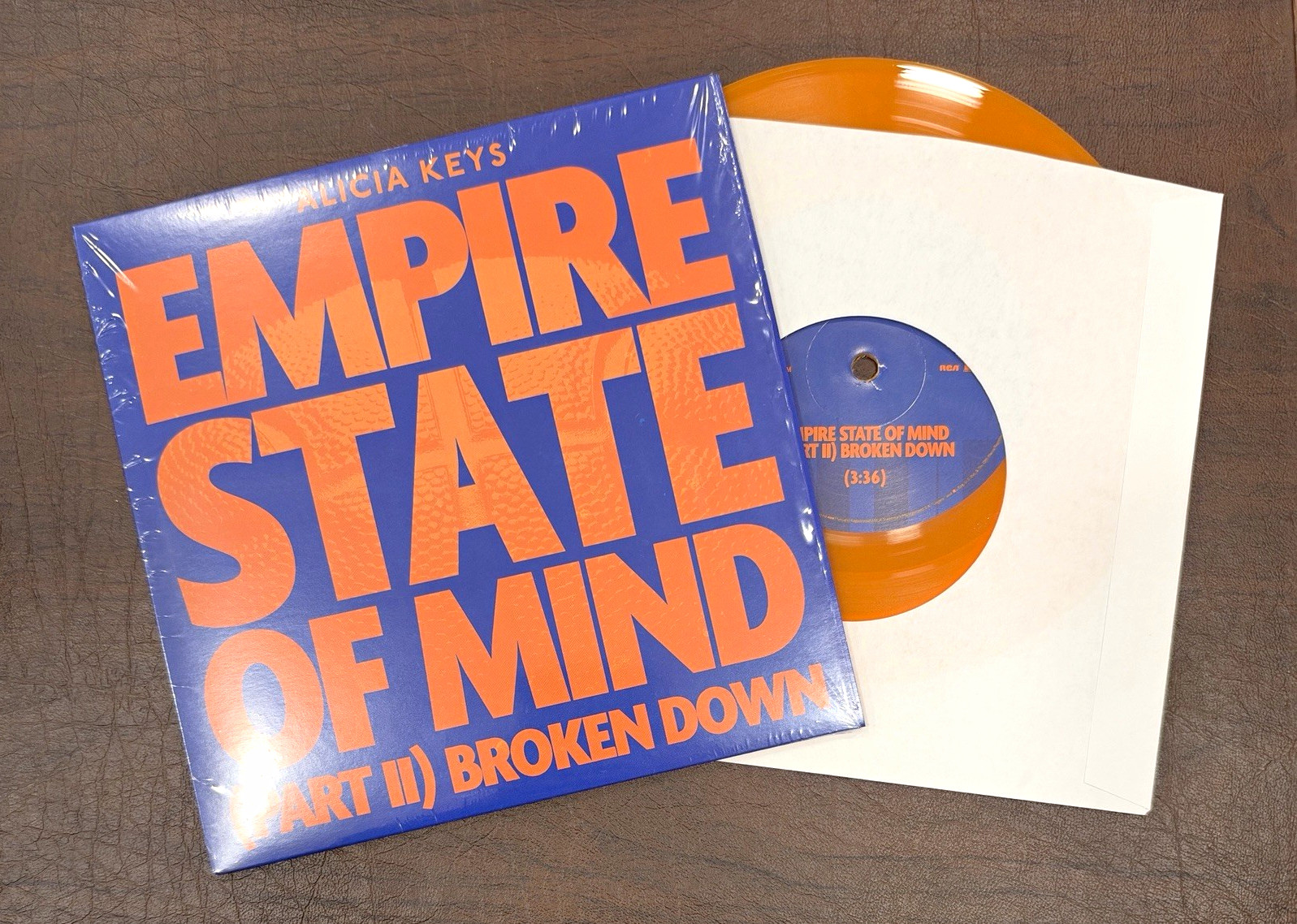 Alicia Keys Empire State of Mind (Part II) Broken Down RCA 45 RPM Orange Vinyl