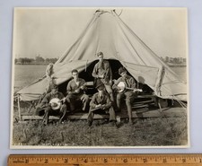 Vintage 1931 Photo Soldiers Band Banjo Ukulele Trumpet Bugle Training Camp picture