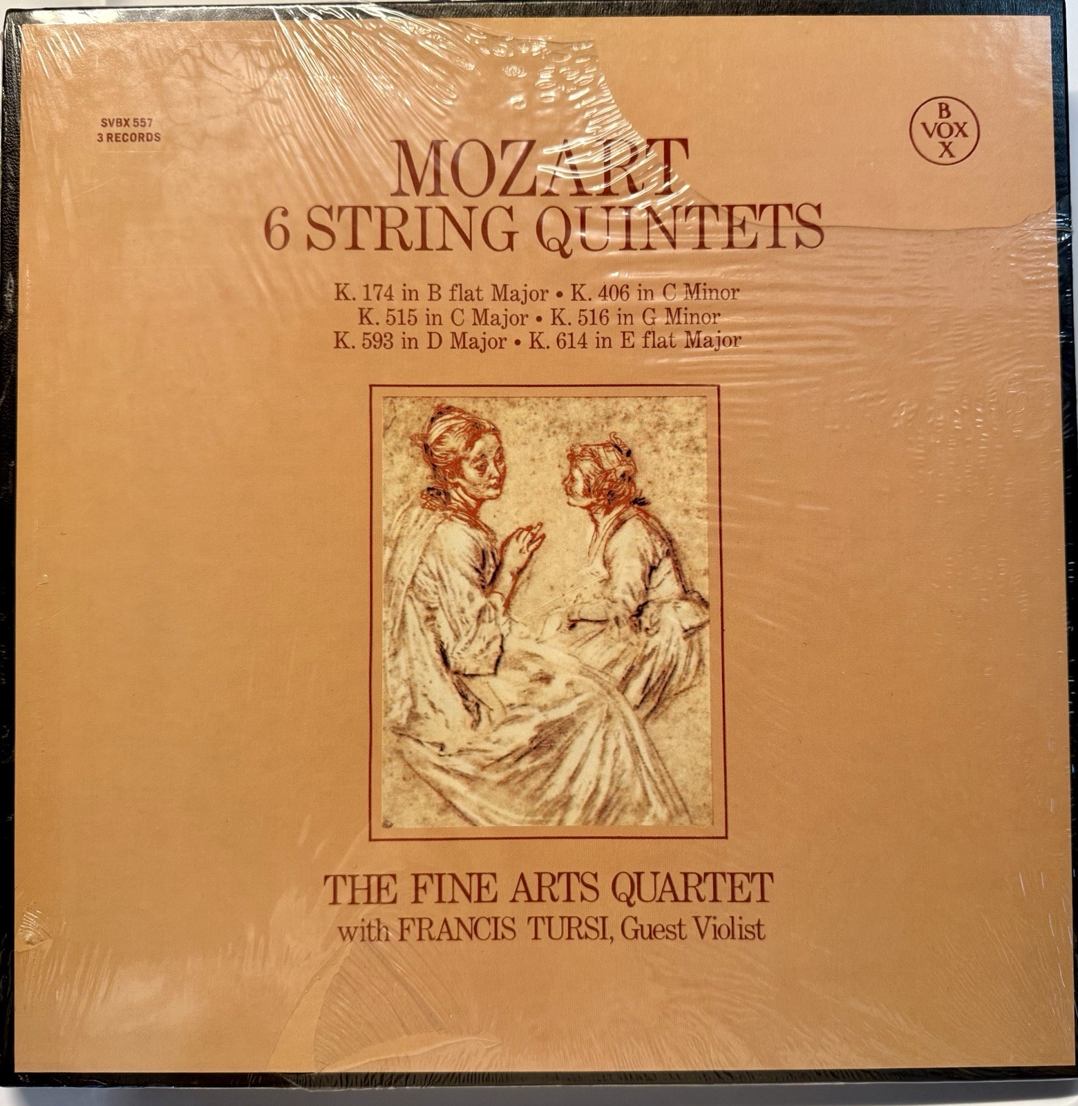 New Mozart, 6 String Quintets, VOXBOX 3-LPs, Fine Arts Quartet & Francis Tursi