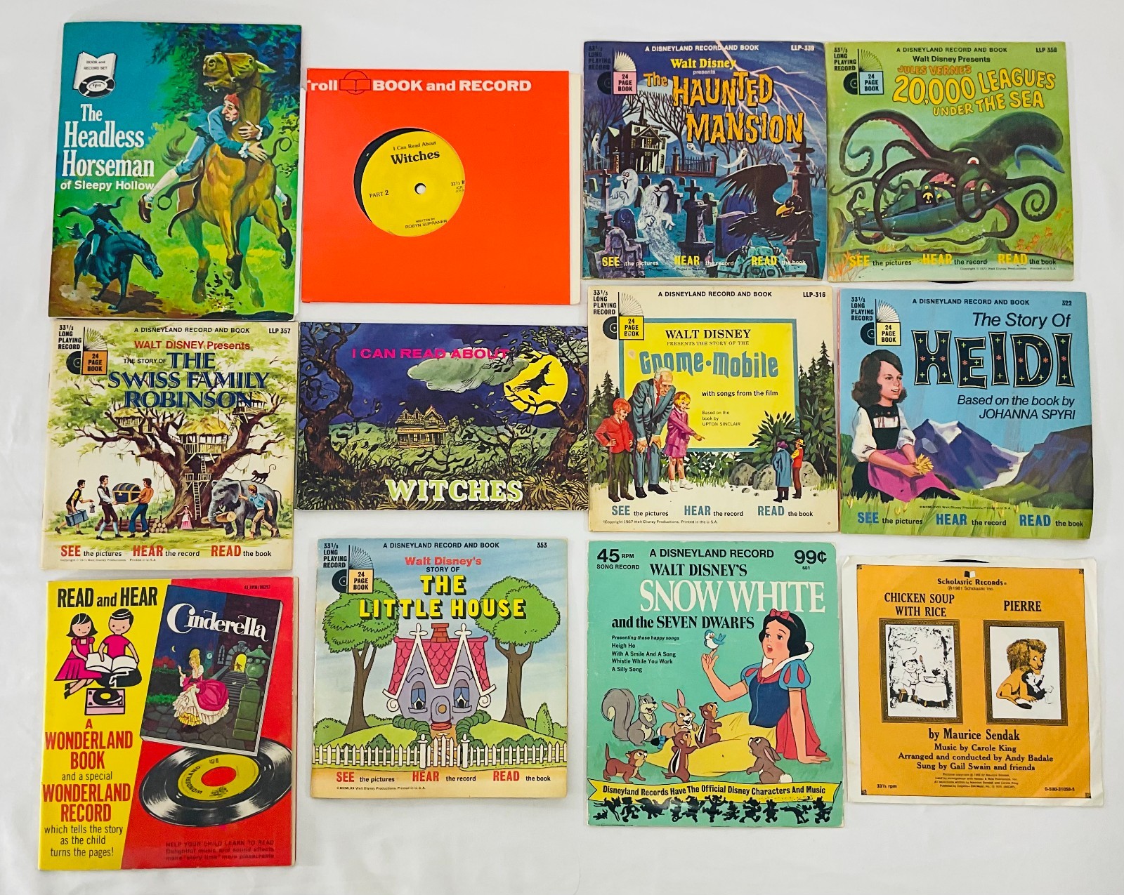 Disney Record & Book Set Vinyl Haunted Mansion Headless Horseman Witches