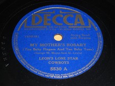 Leon's Lone Star Cowboys - My Mother's Rosary / Prairie Rose 78 - Decca 5530 picture